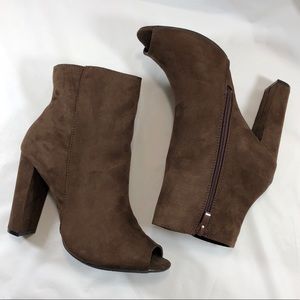 NWOB Women’s Faux Suede Peep Toe Ankle Bootie